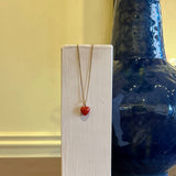 Koral hjerte med 14 karat guld