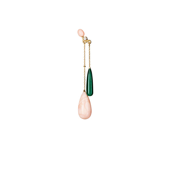 Le Feté Earring Pink Opal & Hvid Diamant - 18 Karat Guld