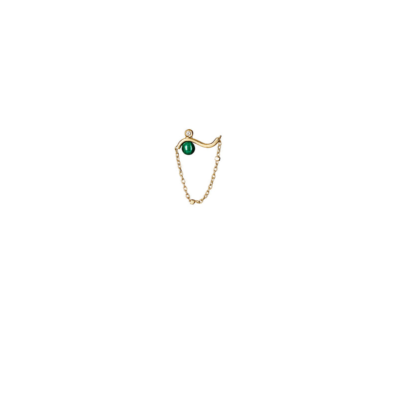 Sui organic earing Petit- 18 karat Guld med diamant og grøn Malakit