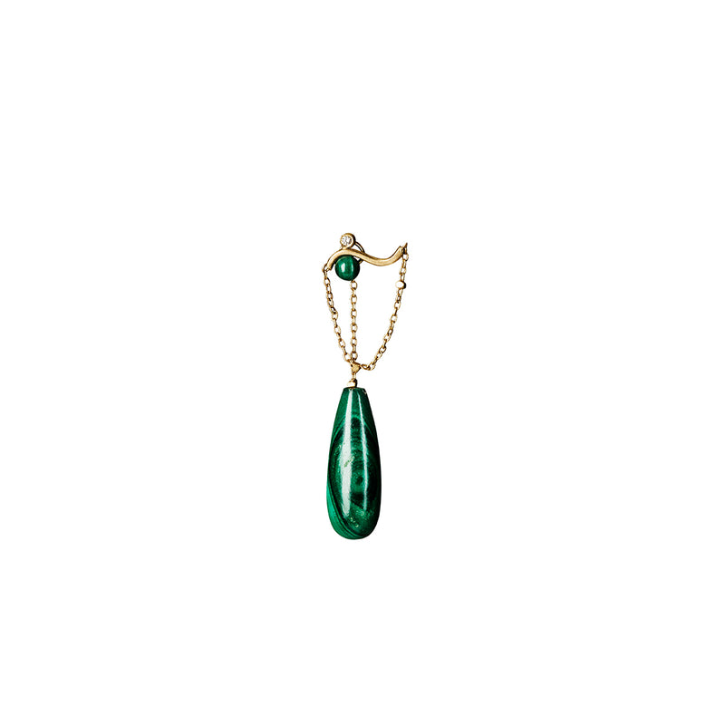 Sui organic earing - 18 karat Guld med diamant og grøn Malakit