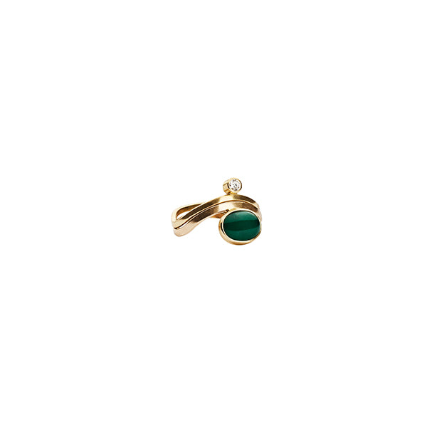 Sui organic ring med diamant og grøn agat - 18 karat Guld