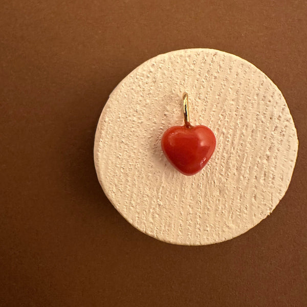 Koral hjerte med 14 karat guld